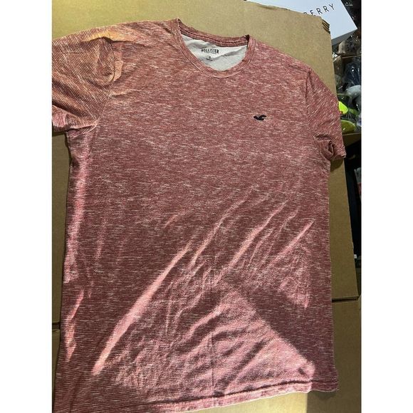 Hollister logo UNISEX maroon white striped short sleevet- shirt SZ S - Picture 5 of 10